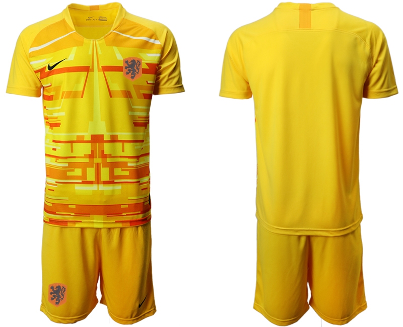 Men 2021 European Cup Netherlands yellow goalkeeper Soccer Jerseys1